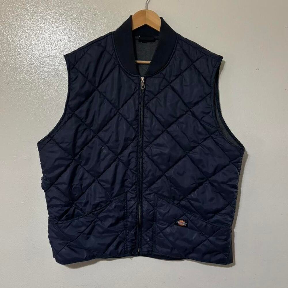 Vintage Dickies Navy Workwear Blue Collar Grunge Puffer Vest Size Men’s XL